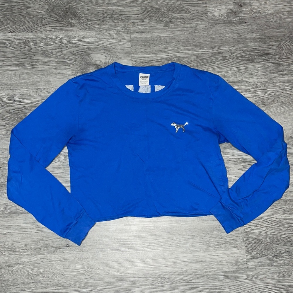 Blue sequins crop top